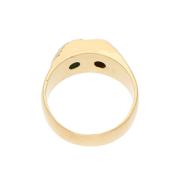 Anillo acanalado con sintético en oro amarillo 18 kilates.