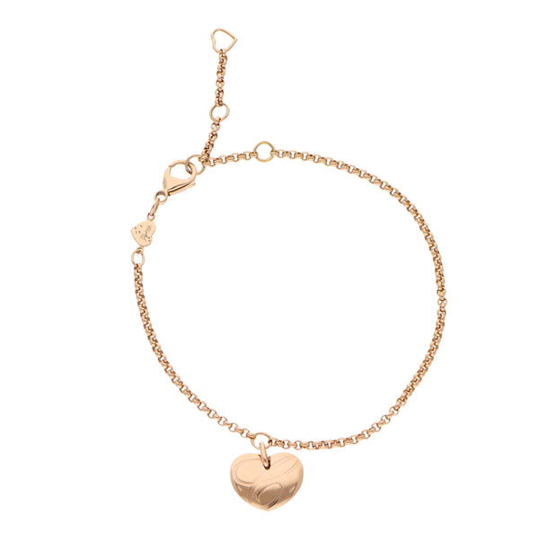 Pulsera eslabón combinado con colgante motivo corazón firma Chopard en oro rosa 18 kilates.