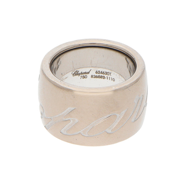 Argolla giratoria firma Chopard en oro blanco 18 kilates.