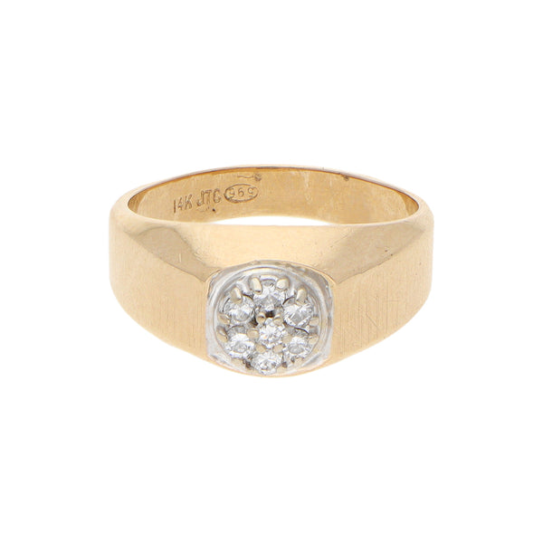 Anillo diseño especial con diamantes en oro amarillo 14 kilates.