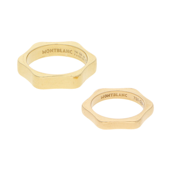 Dos argollas hexagonales firma Montblanc en oro amarillo 18 kilates.