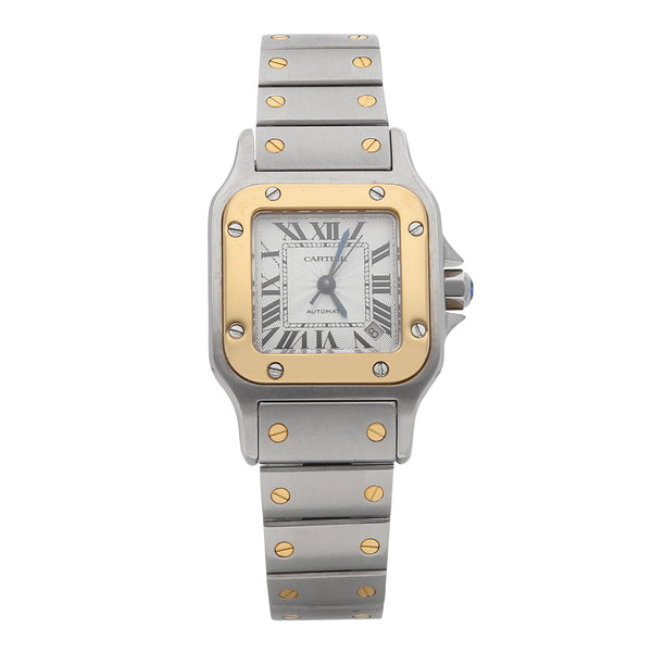 Reloj Cartier para dama modelo Santos Galbée vistas en oro amarillo 18 kilates.