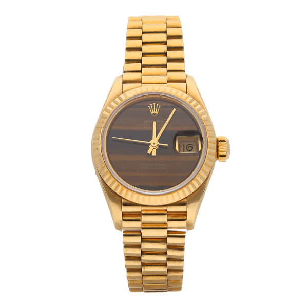 Reloj Rolex para dama modelo Oyster Perpetual DateJust en oro amarillo 18 kilates.