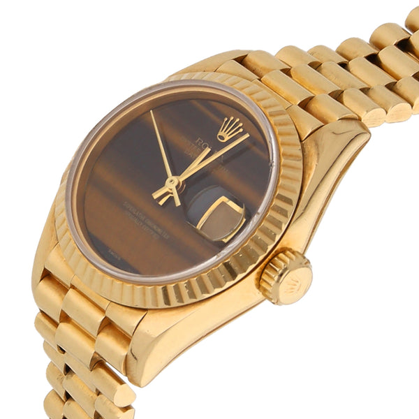 Reloj Rolex para dama modelo Oyster Perpetual DateJust en oro amarillo 18 kilates.