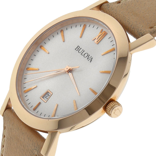 Reloj Bulova para dama/unisex caja en acero chapa correa piel.