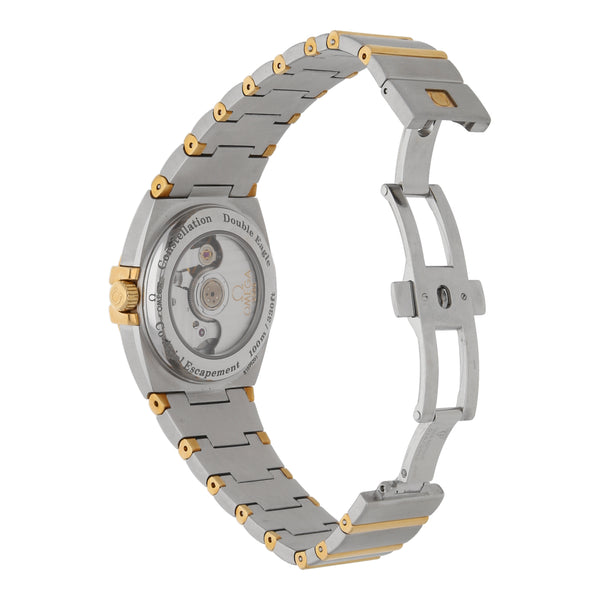 Reloj Omega para dama modelo Constellation en acero vistas oro amarillo 18 kilates.