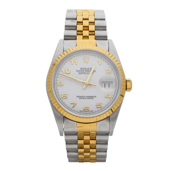 Reloj Rolex para caballero modelo Oyster Perpetual Date Just vistas en oro amarillo 18 kilates.