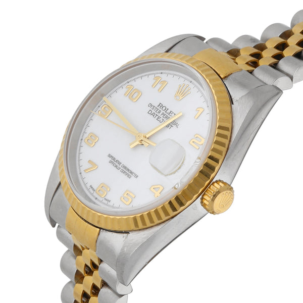 Reloj Rolex para caballero modelo Oyster Perpetual Date Just vistas en oro amarillo 18 kilates.