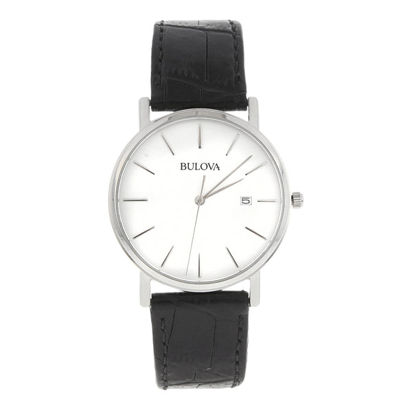 Reloj Bulova para caballero en acero inoxidable correa piel.