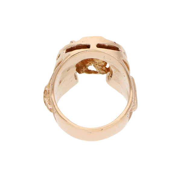 Anillo diseño especial motivo caballo con herradura en oro rosa 18 kilates.