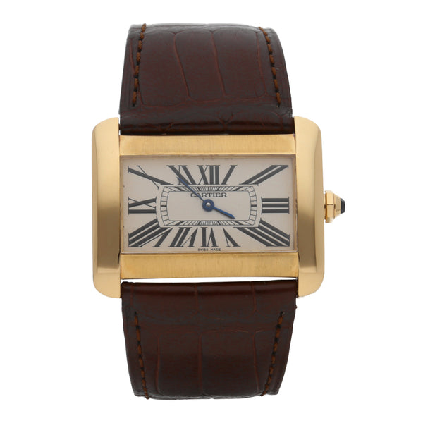 Reloj Cartier para caballero/unisex modelo Divan con vistas en oro amarillo 18 kilates.