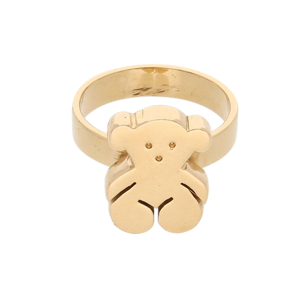 Anillo diseño especial motivo oso en oro amarillo 14 kilates.