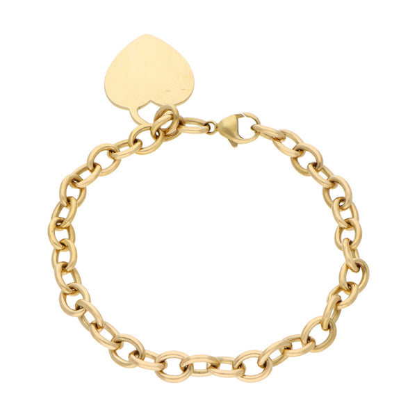 Pulsera eslabón cruzado con colgante motivo corazón firma Tiffany & Co en oro amarillo 18 kilates.