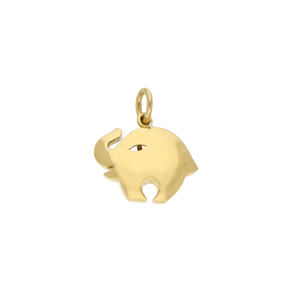 Dije estilizado motivo elefante en oro amarillo 18 kilates.