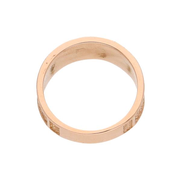 Anillo diseño especial con motivos de la suerte en oro rosa 18 kilates.