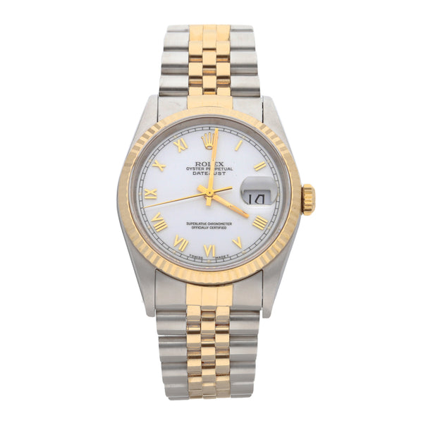 Reloj Rolex para caballero modelo Oyster Perpetual Date Just vistas en oro amarillo 18 kilates.