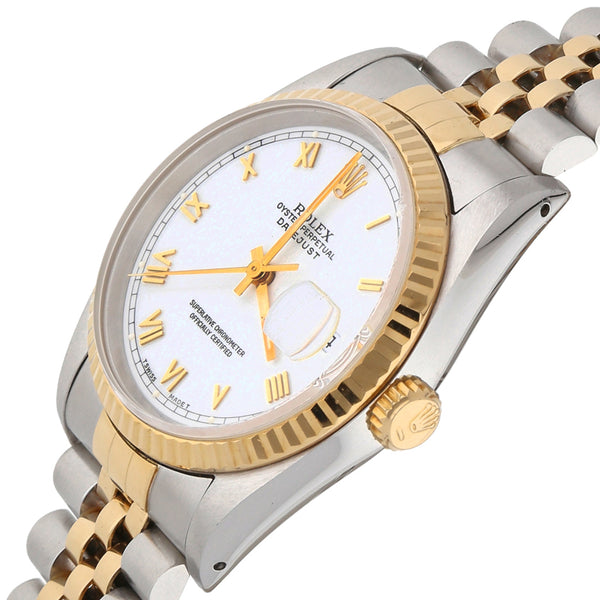 Reloj Rolex para caballero modelo Oyster Perpetual Date Just vistas en oro amarillo 18 kilates.