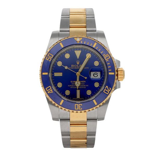 Reloj Rolex para caballero modelo Oyster Perpetual Date Submariner vistas en oro amarillo 18 kilates.