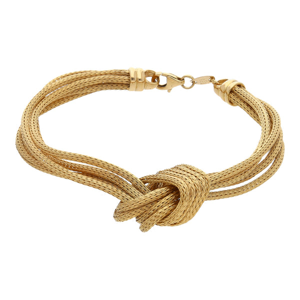 Pulsera cinco hilos eslabón tejido en oro amarillo 18 kilates.