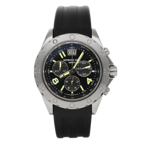 Reloj Raymond Weil para caballero en acero inoxidable correa caucho.