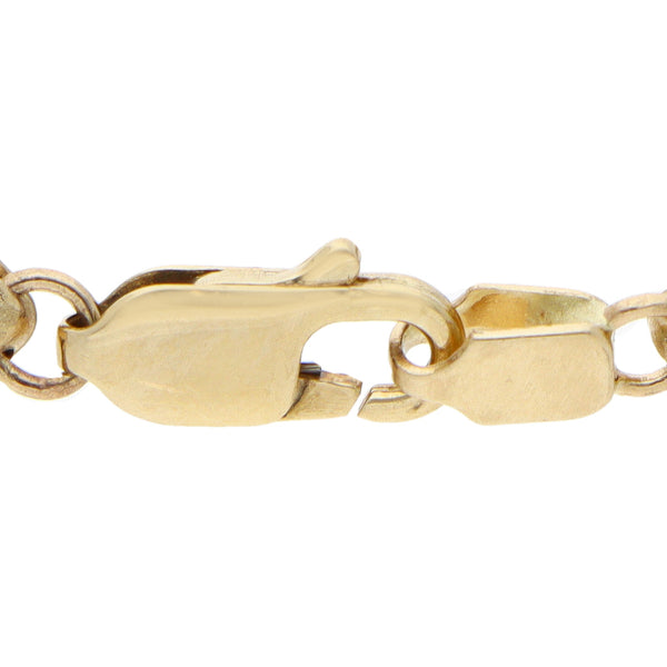 Pulsera eslabón XOXO con aplicaciones y sintéticos en oro amarillo 14 kilates.