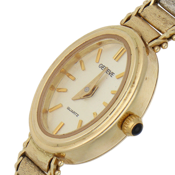 Reloj Geneve para dama en oro amarillo 14 kilates.