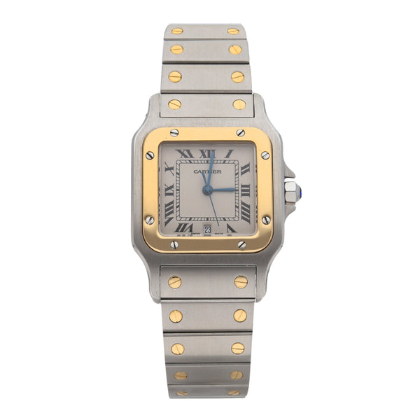 Reloj Cartier para caballero/unisex modelo Santos Galbée vistas en oro amarillo 18 kilates.