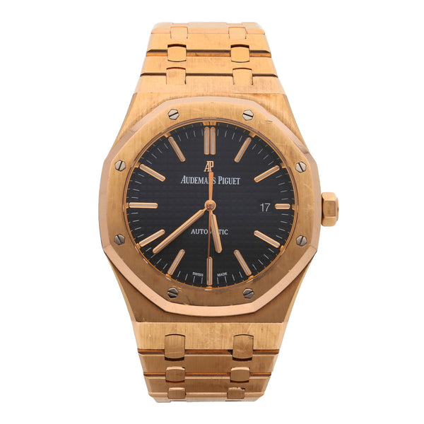 Reloj Audemars Piguet para caballero modelo Royal Oak en oro rosado de 18 kilates.