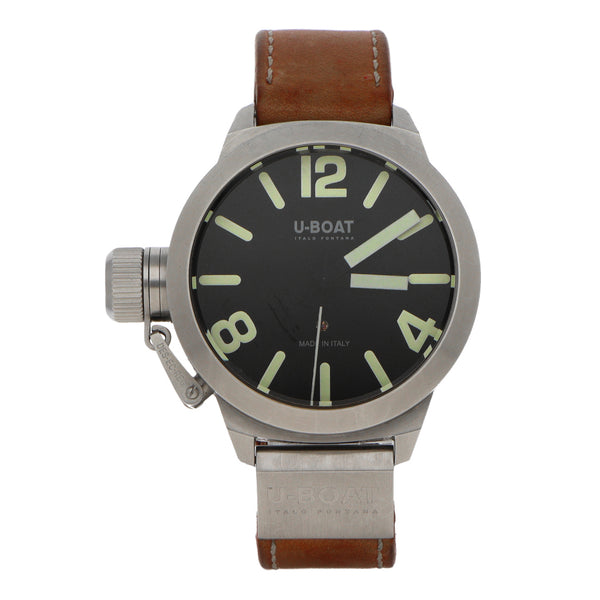 Reloj U-Boat para caballero en acero inoxidable correa piel.