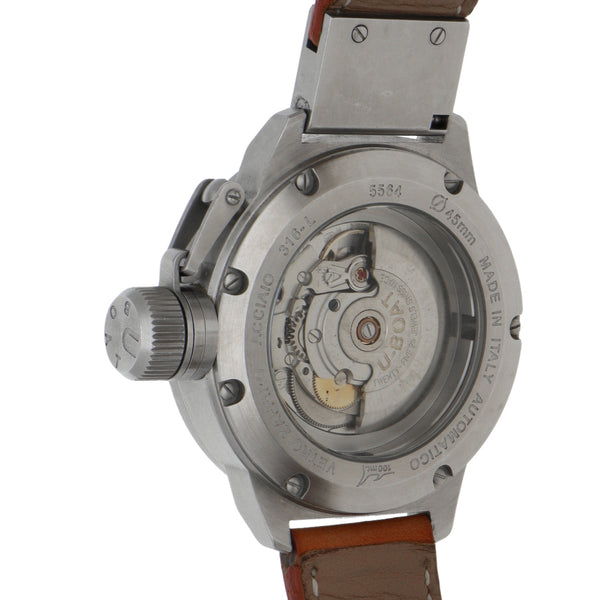 Reloj U-Boat para caballero en acero inoxidable correa piel.