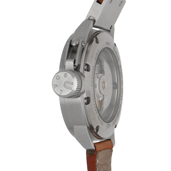 Reloj U-Boat para caballero en acero inoxidable correa piel.