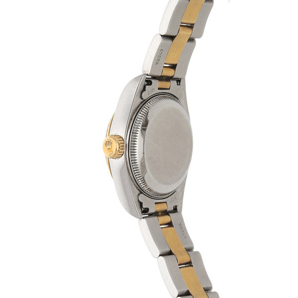 Reloj Rolex para dama modelo Oyster Perpetual DateJust vistas en oro amarillo 18 kilates.