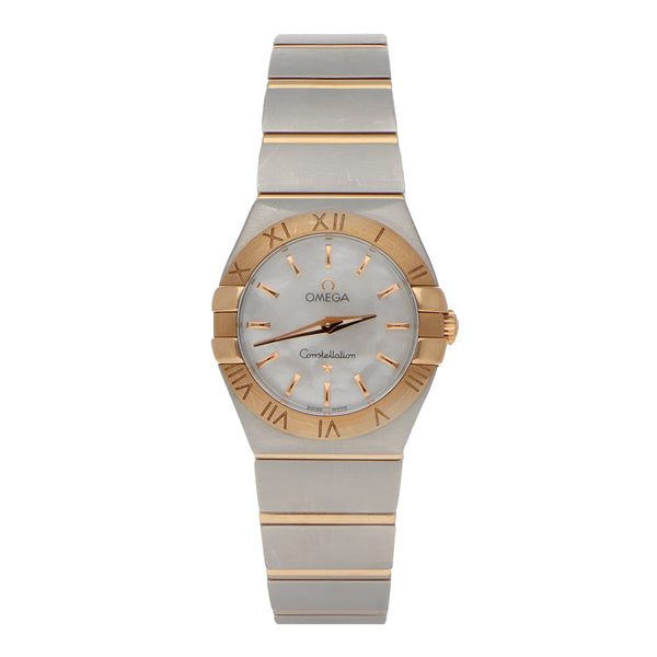 Reloj Omega para dama modelo Constellation con vistas en oro rosa 18 kilates.