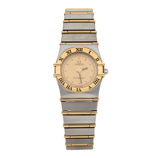 Reloj Omega para dama modelo Constellation vistas en oro amarillo 18 kilates.