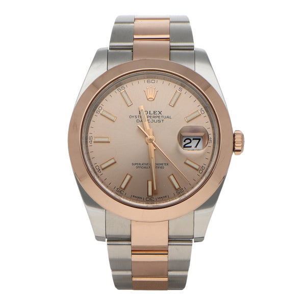 Reloj Rolex para caballero modelo Oyster Perpetual DateJust vistas en oro rosado 18 kilates.