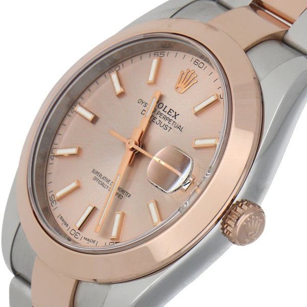 Reloj Rolex para caballero modelo Oyster Perpetual DateJust vistas en oro rosado 18 kilates.