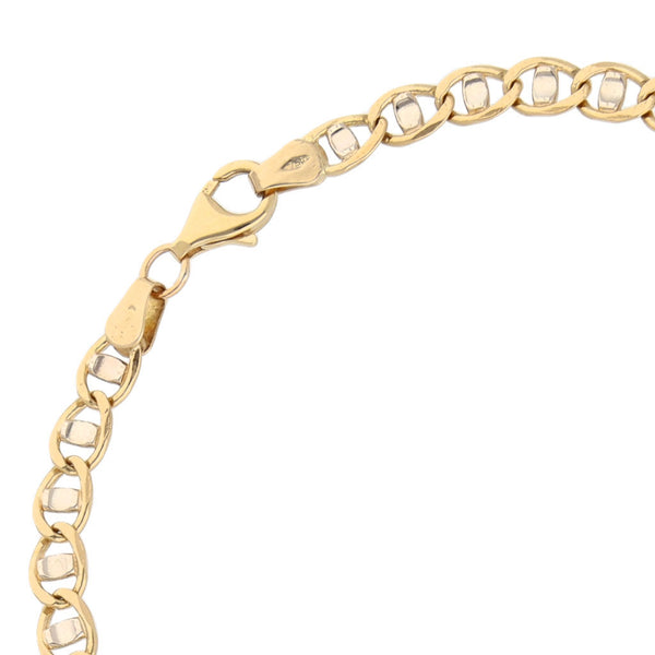 Pulsera eslabón nudo marino platinado en oro amarillo 18 kilates.