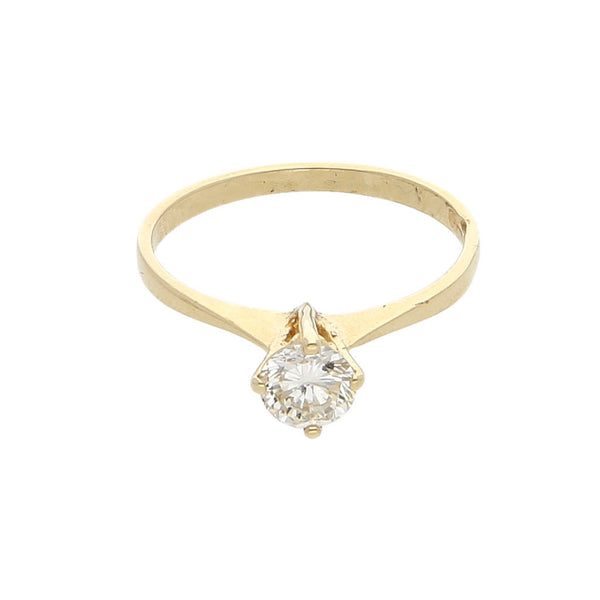 Anillo solitario con diamante en oro amarillo 14 kilates.