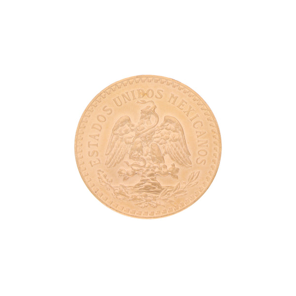 Moneda de cincuenta pesos oro mexicano 21.6 kilates.