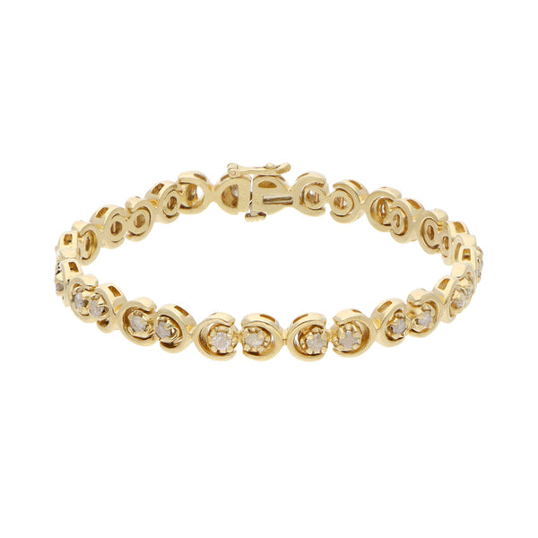 Pulsera eslabón articulado con diamantes en oro amarillo 14 kilates.