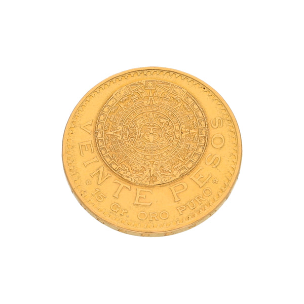 Moneda de veinte pesos oro mexicano 21.6 kilates.