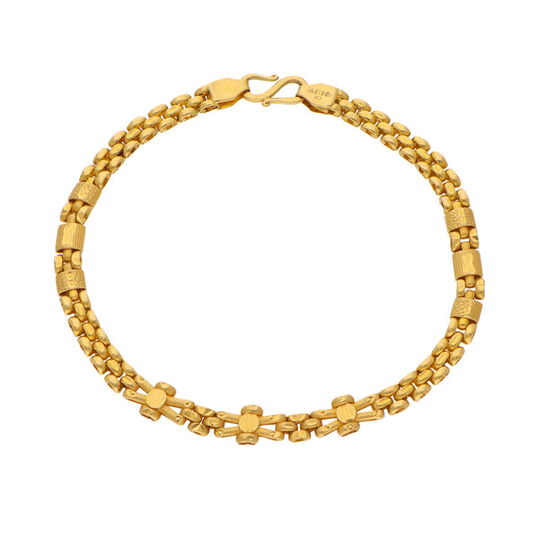 Pulsera eslabón combinado con aplicaciones en oro amarillo 22 kilates.