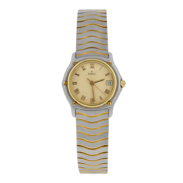 Reloj Ebel para dama en acero vistas oro amarillo 18 kilates.