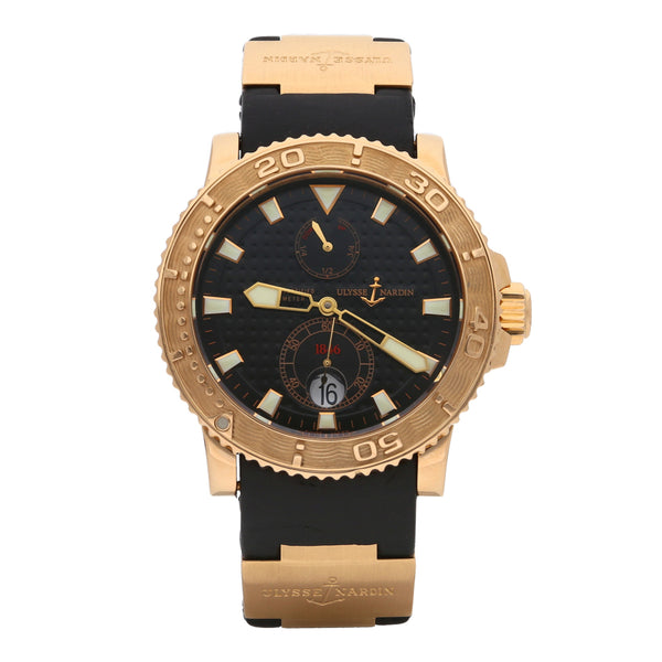 Reloj Ulysse Nardin para caballero modelo Marine Maxi Drive caja en oro rosado 18 kilates.