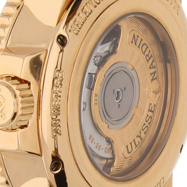 Reloj Ulysse Nardin para caballero modelo Marine Maxi Drive caja en oro rosado 18 kilates.