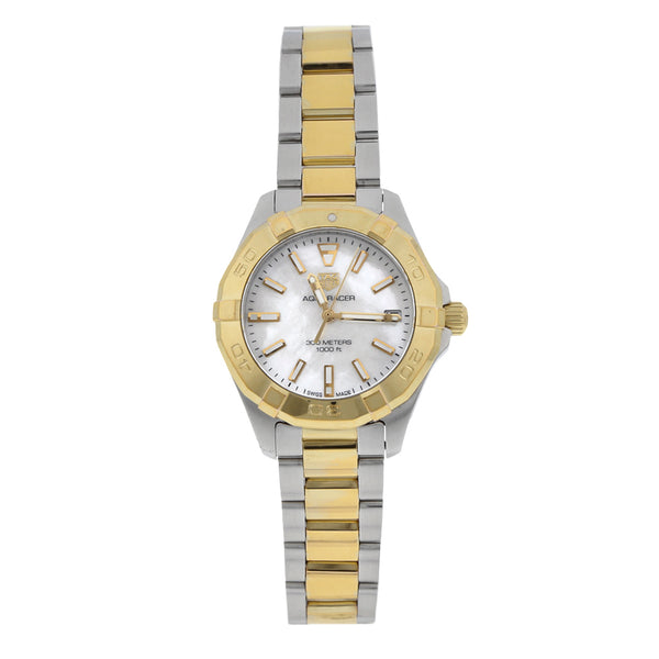 Reloj Tag Heuer para dama modelo Aquarecer vistas en oro amarillo 18 kilates.