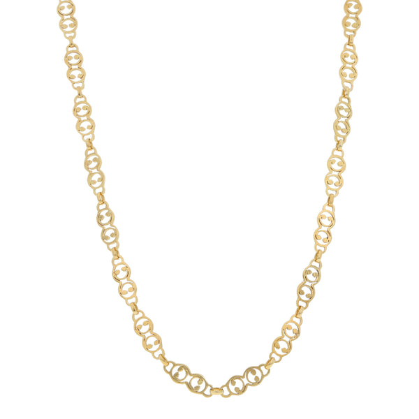 Collar eslabón cruzado combinado en oro amarillo 18 kilates.