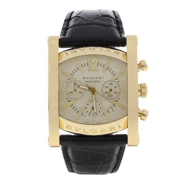 Reloj Bulgari para caballero modelo Assioma caja en oro amarillo 18 kilates.