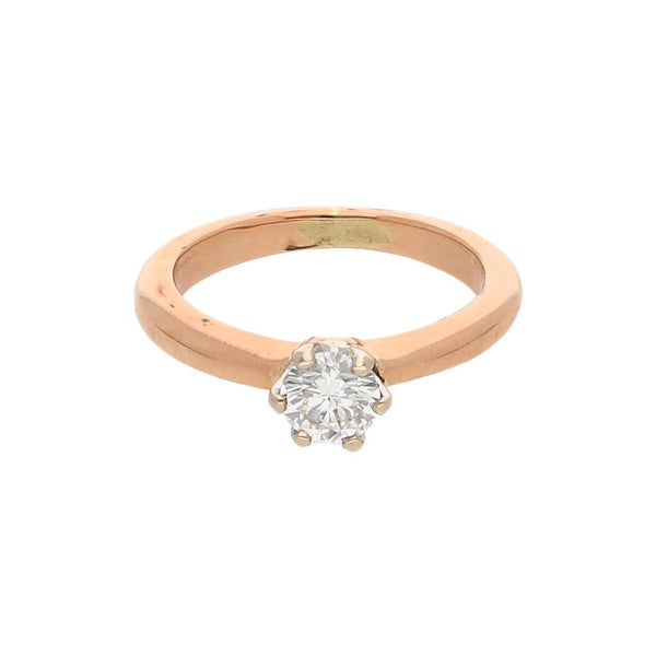 Anillo solitario con diamante en oro rosa 14 kilates.