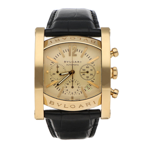 Reloj Bulgari para caballero modelo Assioma caja en oro amarillo 18 kilates.